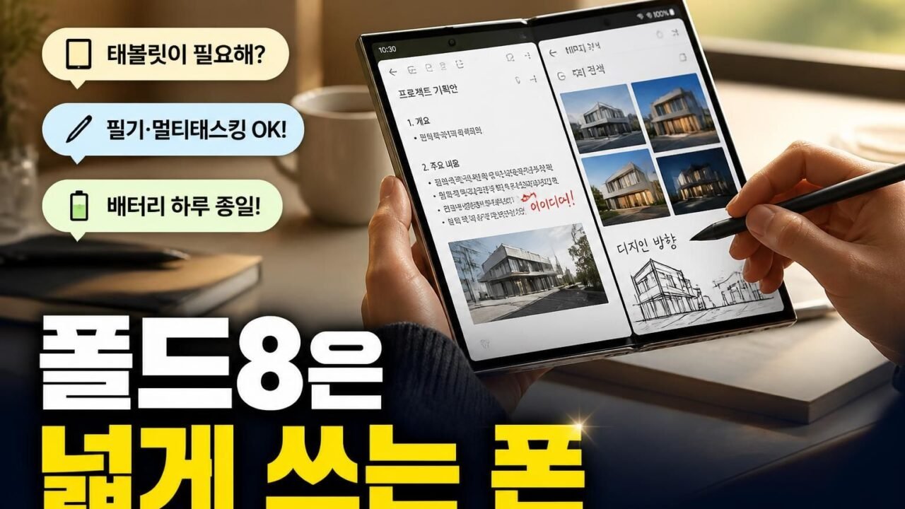 이제는 태블릿이 필요 없다? 갤럭시 폴드8 와이드 일상 & 업무 실사용 팩트체크